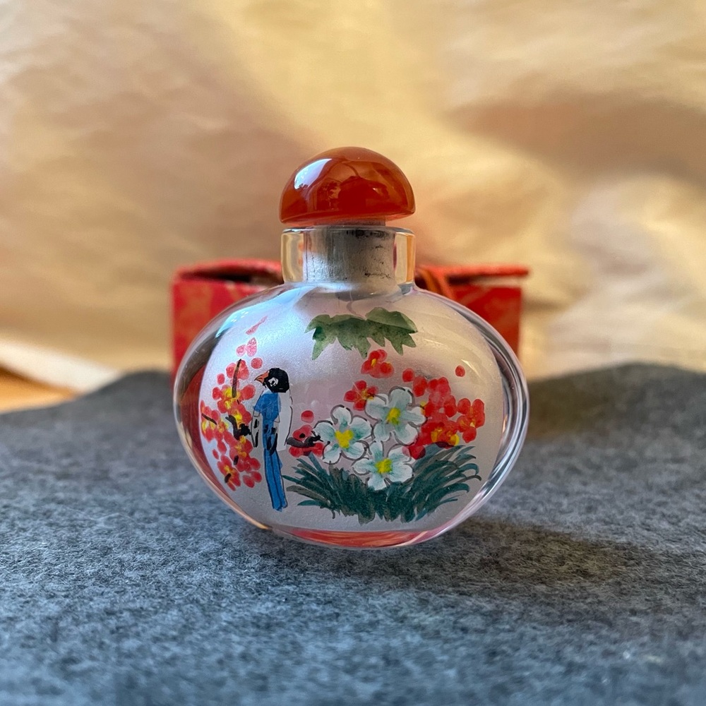 Antique Chinese Glass; Hand-Painted Miniature
